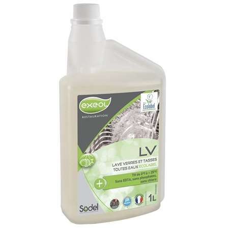 EXEOL LV  LAVE VERRES  FLACON DOSEUR 1 L   Ecolabel